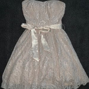 Light ballerina pink lace sparkle strapless dress